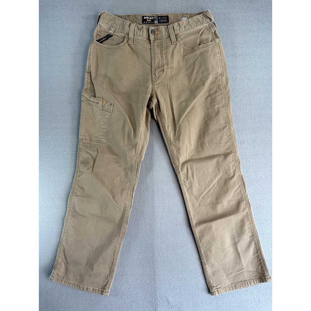 Ariat Rebar M4 Pants Mens 32x30 Beige Canvas Relaxed Straight Carpenter Workwear